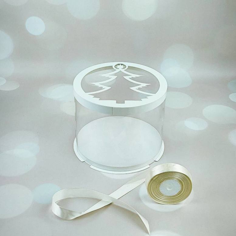 Rohrbox d200, h150 weiß mit transparentem Deckel Tannenbaum