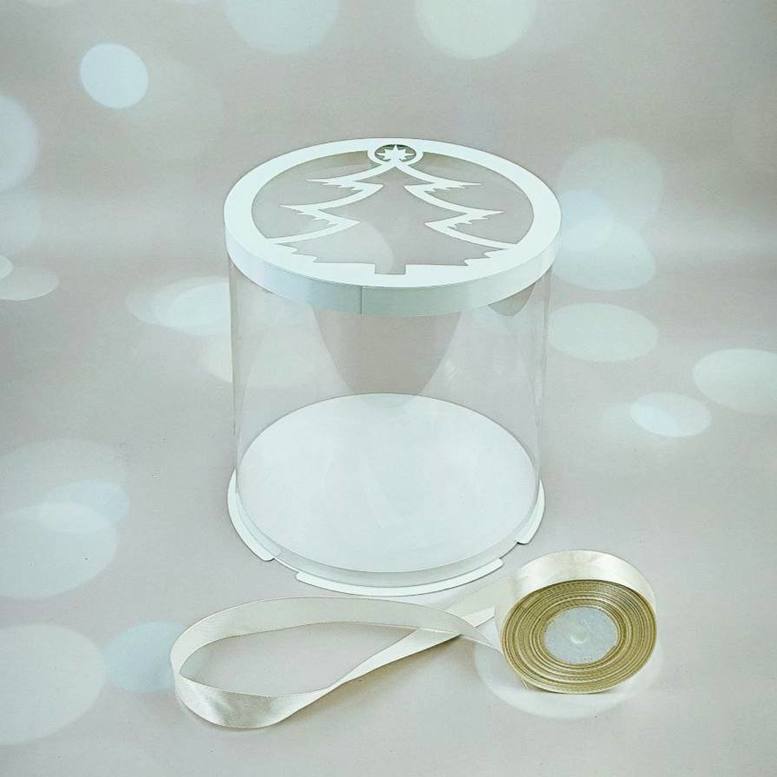 Rohrbox d200, h200 weiß mit transparentem Deckel Tannenbaum