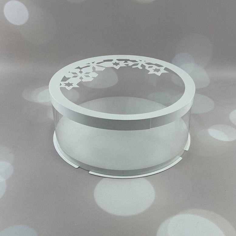 Коробка тубус d250, h100 біла, кришка СНІЖИНКА