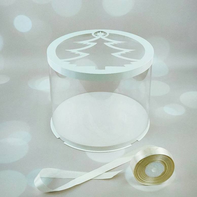 Rohrbox d250, h200 weiß mit transparentem Deckel Tannenbaum